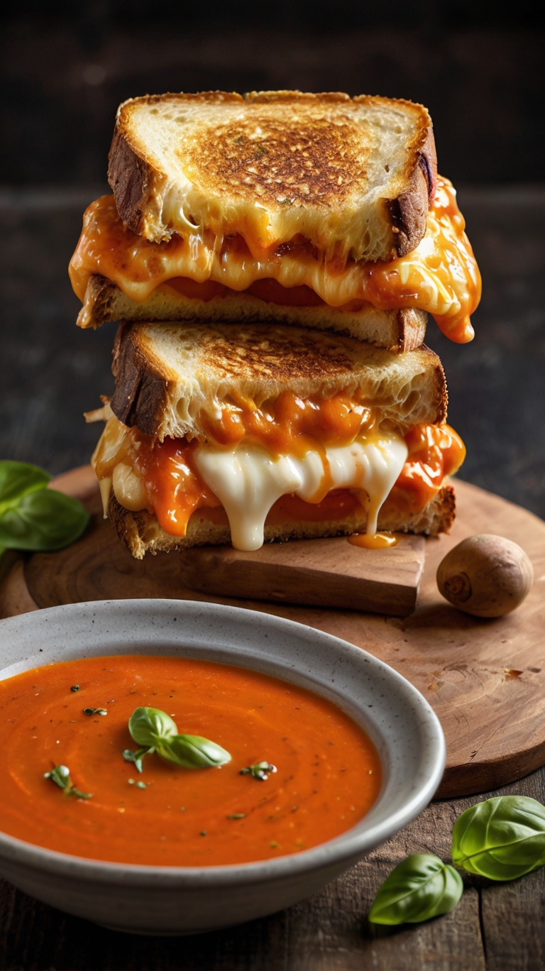 Gourmet Lunch: Truffle Grilled Cheese with Tomato Soup