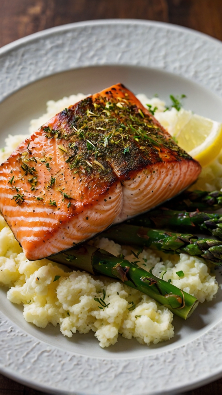 Herb Crusted Salmon with Mashed Cauliflower | A Delicious & Healthy Recipe